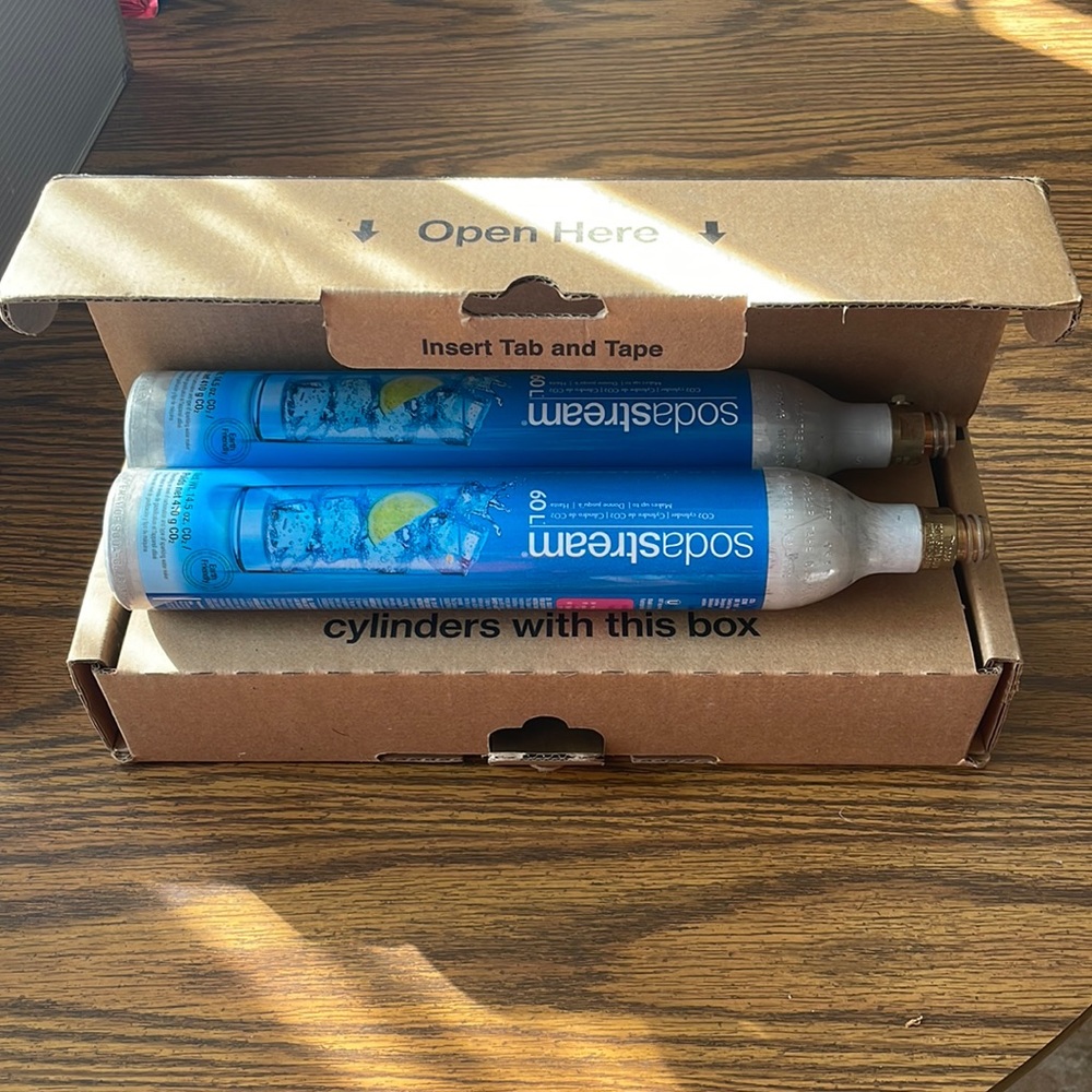 Empty SodaStream CO2 canisters AND box for exchange
